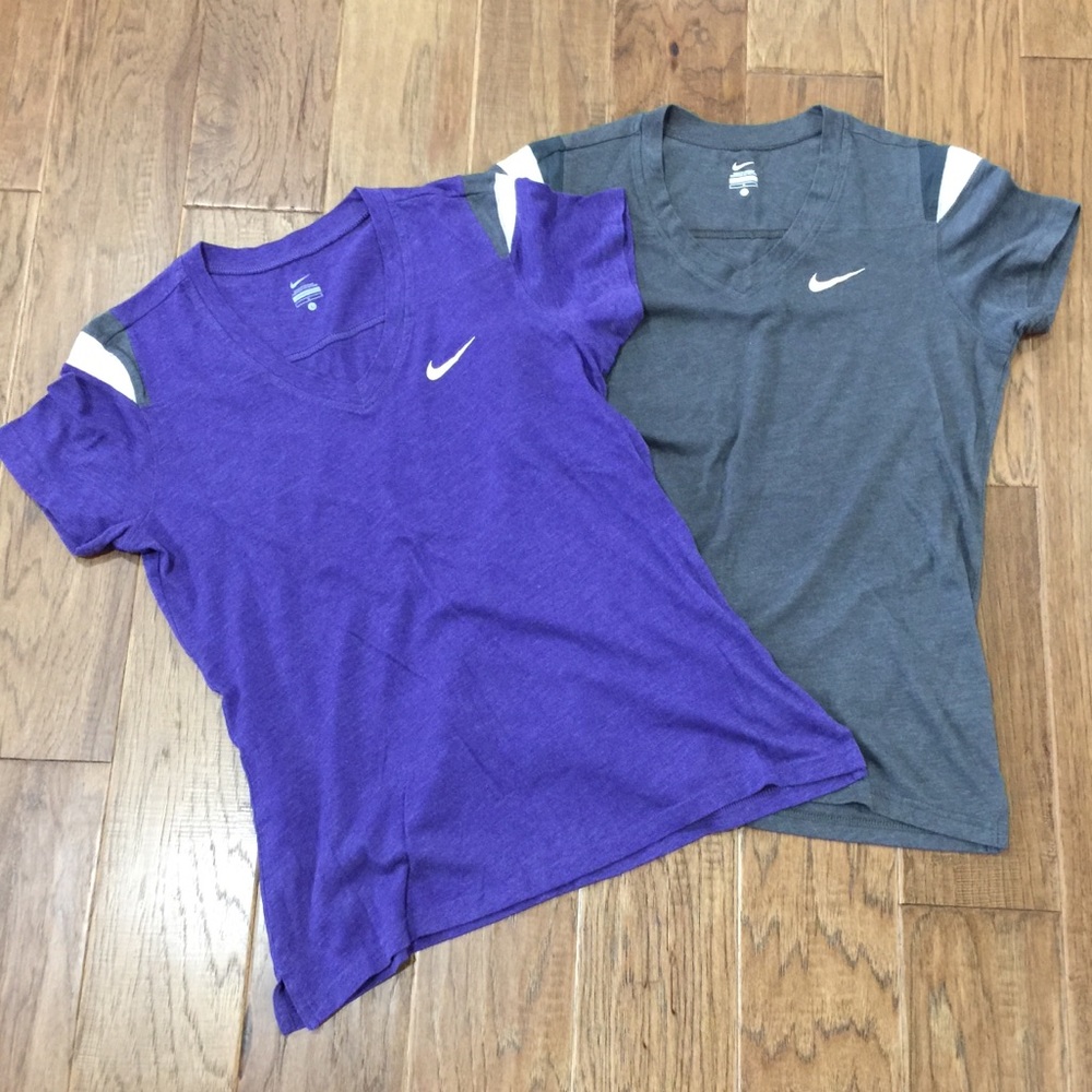 2 Nike v-neck tops sz L